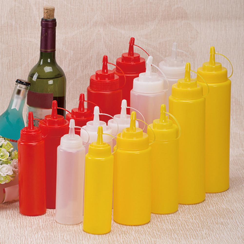 Praktisk kökspressflaska frukt sylt krydda sås vinäger ketchup dispenser olivolja dispenser flaskor kök pryl