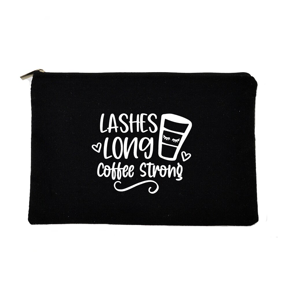 Koffie Leren Slaap Herhalen Print Vrouwen Rits Makeup Tassen Travel Cosmetische Tas Voor Witte Vrouwelijke Toilettas Opbergtas Leraar: W01031-TBBK-D