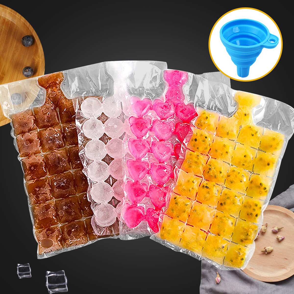 10 stücke Einweg Kunststoff Eis Tasche transparent Quadrat Herz-Förmigen Selbst-Abdichtung Gefrierfach Eis Würfel Schimmel Fach Sommer küche Utensilien