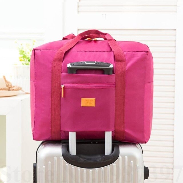 Generieke Water Proof Opvouwbare Reistas Unisex Grote Capaciteit Nylon Trolley Compleet Pakket Reizen Bakken Handtassen: Red wine