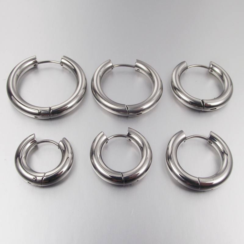 2 Pieces 4mm Thickness 20mm Big Size Heavy Circle Earrings Stainless Steel Big Round wives Hoop Earrings for women and Men