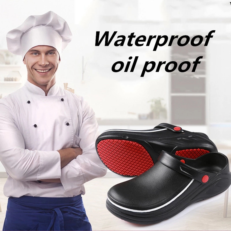 YEINSHAARS EVA Chef Shoes Non-slip Waterproof Oil-proof Kitchen Work Shoes for Chef Master Cook Restaurant Slippers