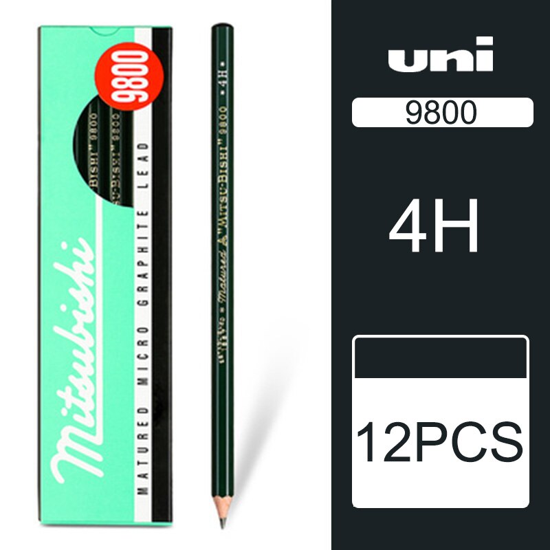 12/22 pinner uni mitsubishi blyant 9800 testkort tegneblyanter kunstskisseblyant: 4h