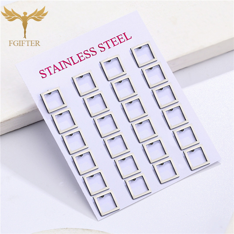 Pendientes minimalistas para hombre y mujer, aretes cuadrados huecos geométricos, accesorio de acero inoxidable, joyería de , 12 pares