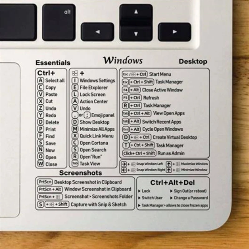 1pc/3pcs Keyboard Shortcut Stickers for Word Excel Windows MAC OS Letter Graphic Laptop Protective Sticker: black