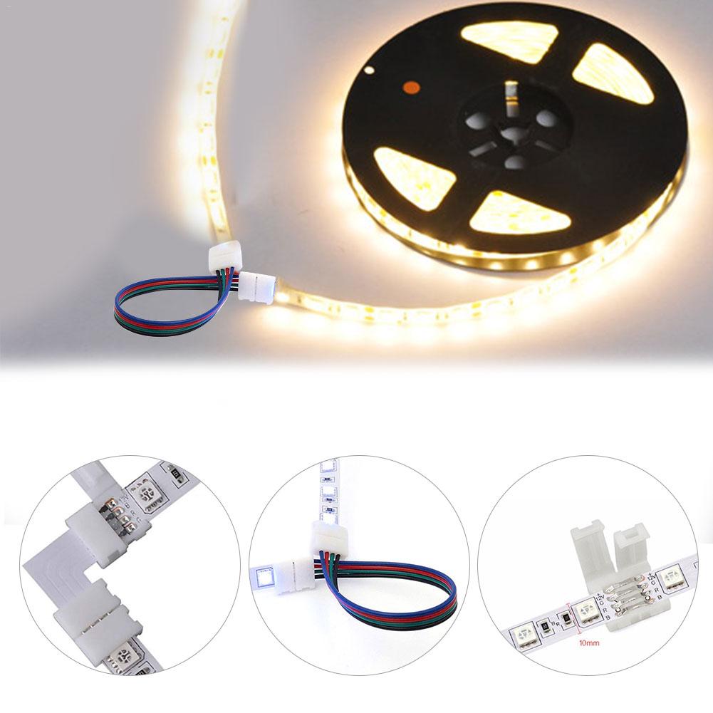 Light Strip Connector Kit RGB 5050 10mm Solderless LED Strip Quick Connector Accessories T/L Shape Button Linker