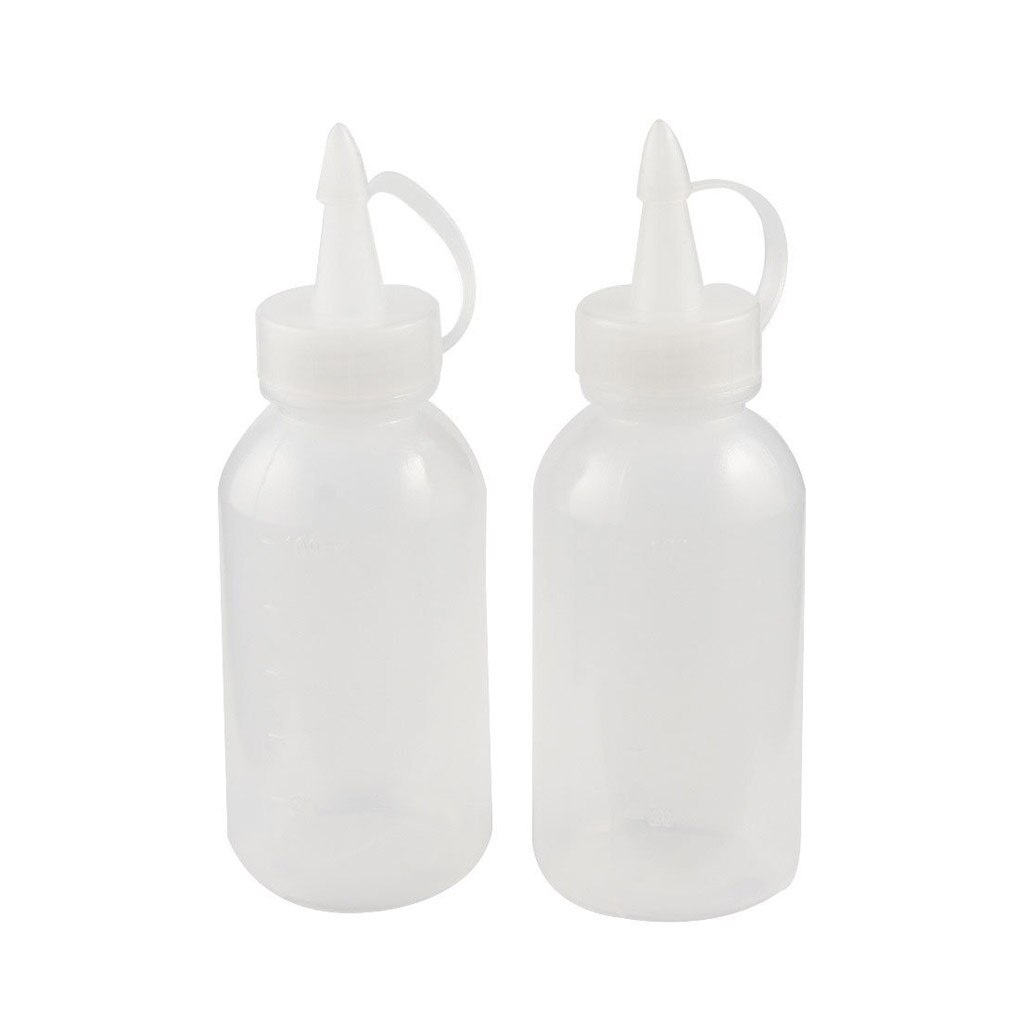 2pcs 100ML Plastic Sauce Squeezer Bottle Dispensing Bouteille Glue Dispenser Clear Liquid Dropper Bottle: Default Title