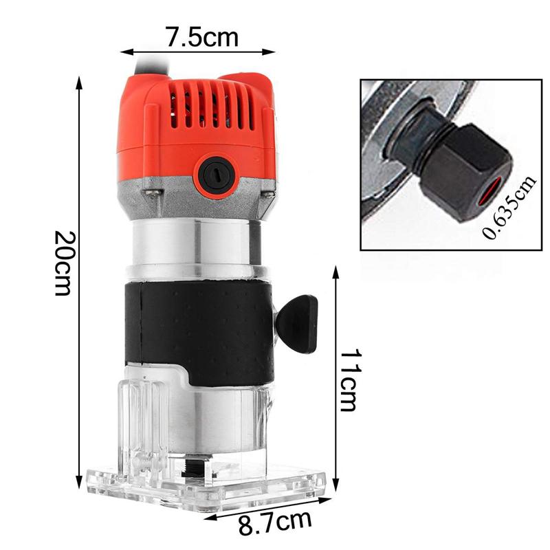 800W 33000 Rpm Houtbewerking Elektrische Trimmer 6.35Mm Hout Frezen Graveren Steken Trimmen Machine Hand Carving Hout Gat Router