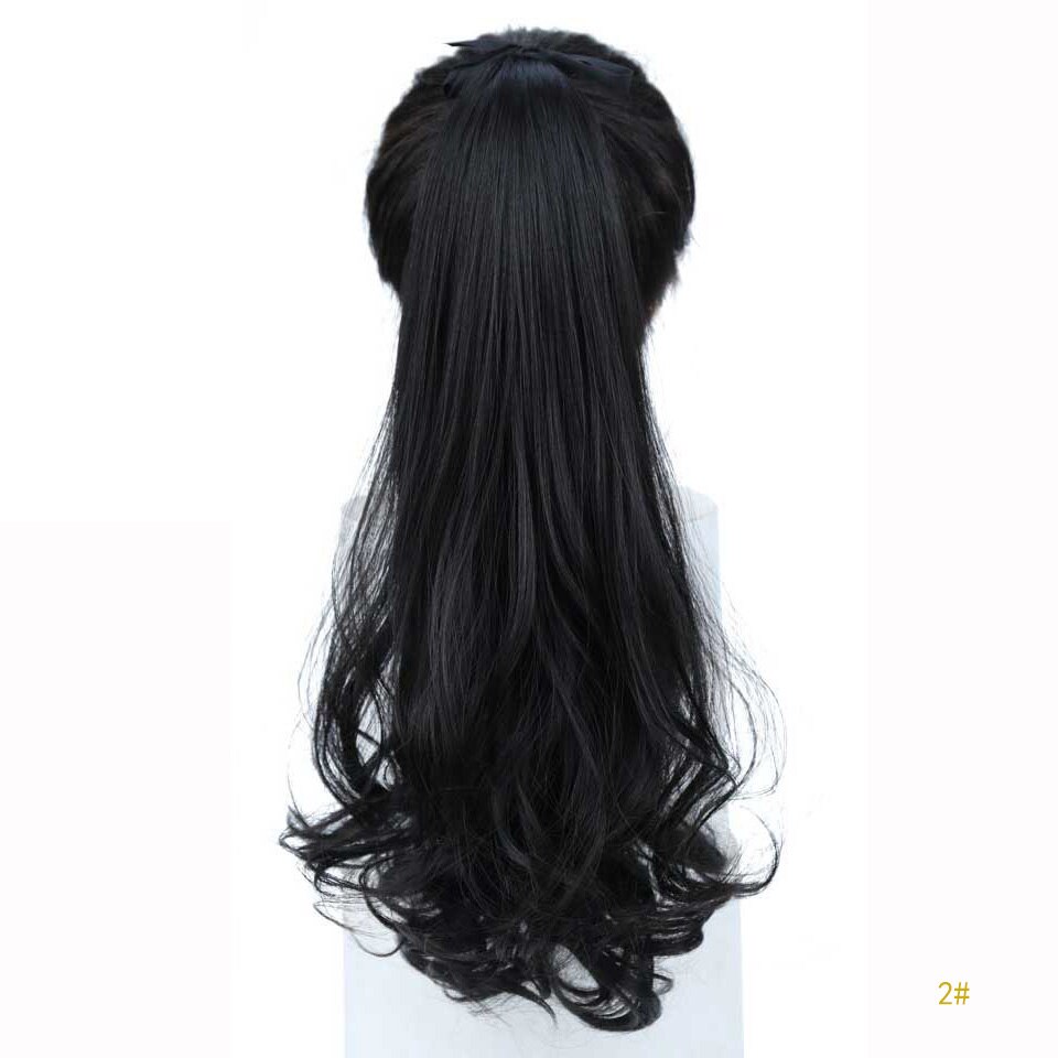 Lvhan slips på hestehale hair extension hale hairpiece langt krøllet syntetisk damehår: 2 / 24 inches