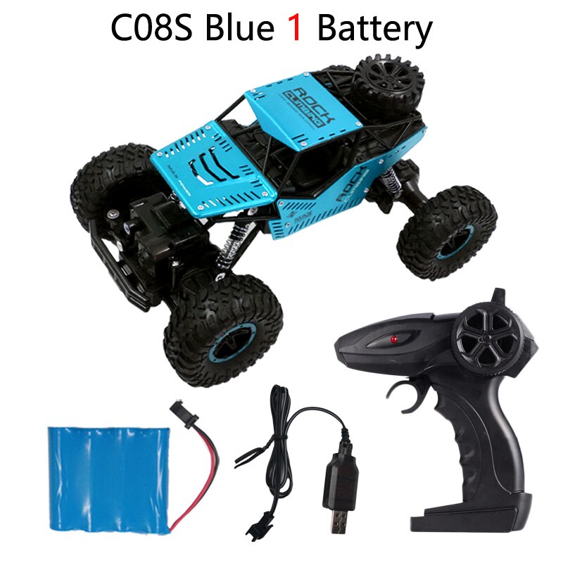 C08S Afstandsbediening Speelgoed Rc Auto 1:16 4WD Klimmen Auto Bigfoot Auto Off-Road Voertuig Speelgoed Voor Kinderen dubbele Motoren: Blue 1B