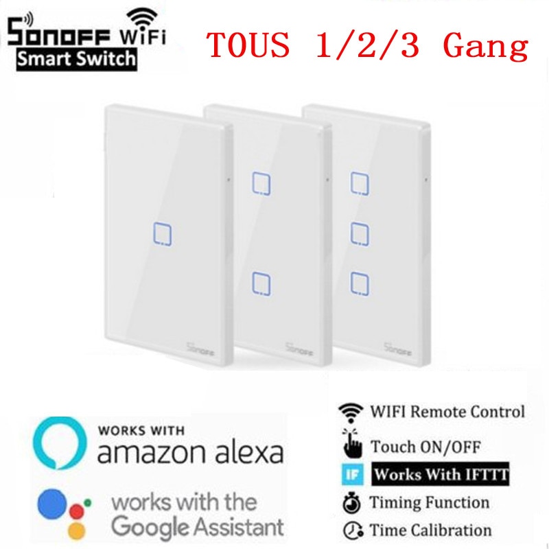 Sonoff T0 Tx Eu/Us Smart Wifi Smart Switches Met 1/2/3 Gang Draadloze Wifi Schakelaar Voor Alexa google Thuis Smart Home Smart Home