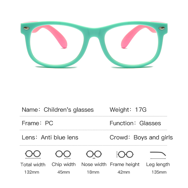 Anti-blue Light Children Rubber Glasses Boy Girl Brand Soft Frame Goggle Plain Kids Square Anti Blue Light Eyewear TR90