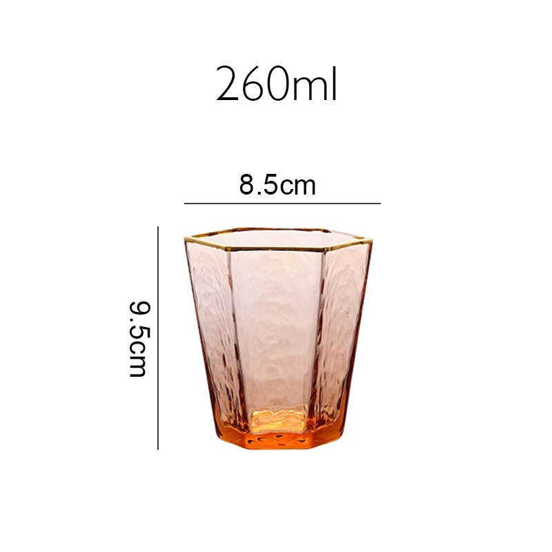 Japan Orange Color Wine Glass Geometric Hexagonal Champagne Goblet Tequila Whiskey Wine Glasses Home Barware: ORANGE 260ml