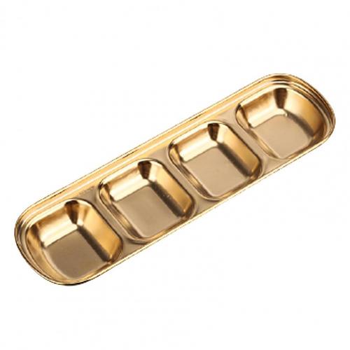 Disque de trempage pour Barbecue en acier inoxydable, assiette à Sauce, plat d&#39;assaisonnement, outil de cuisine: Golden 4 Grid