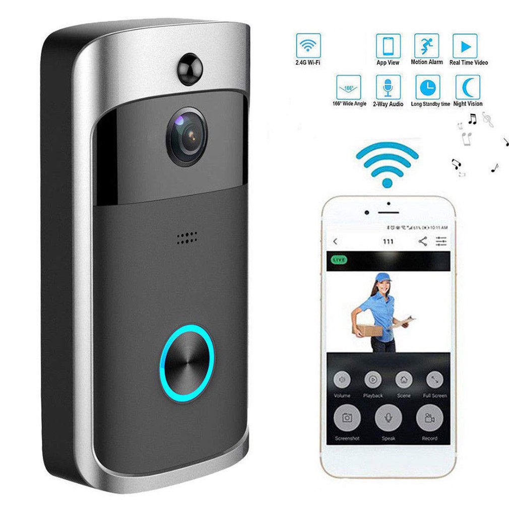 V5 smart intercom trådløs wifi video cat eye dørklokke wifi dørklokke visuel optagemonitor nattesyn dørtelefon