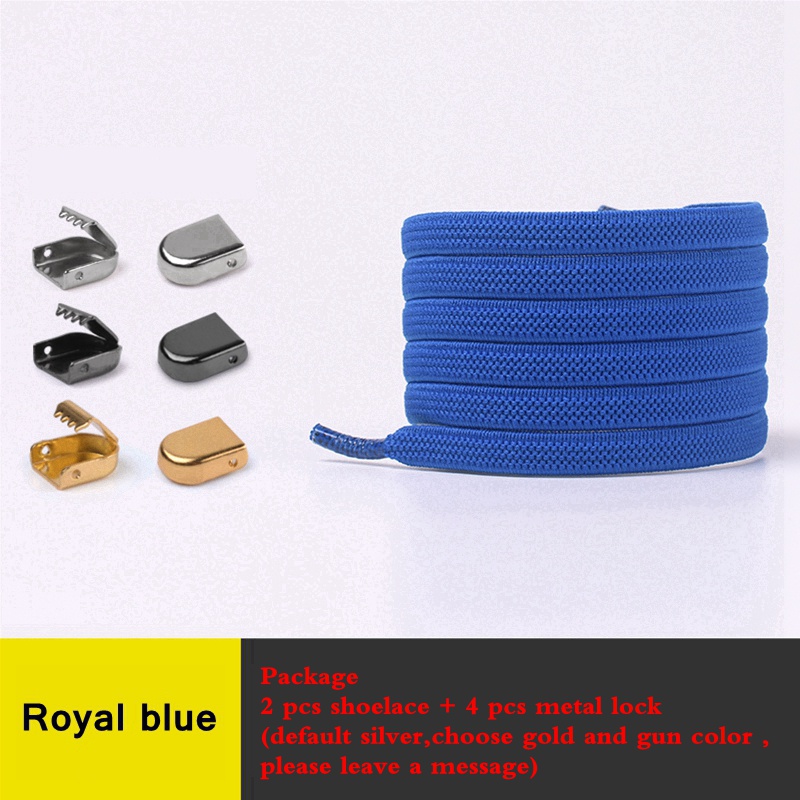 Lacets élastiques rapide sans nœuds à fermoir en métal pour chaussures, lacet plat pour baskets, chaussure de sécurité pour enfants ou adultes unisexes, 1 paire: Royal blue