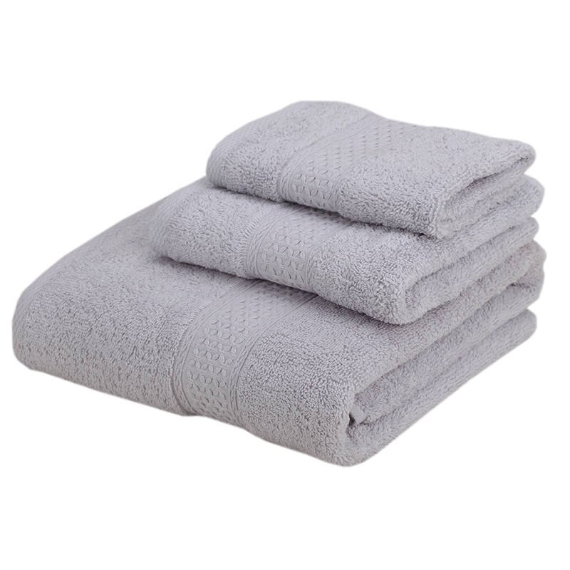 Conjunto de 3 uds. De toallas de baño de algodón suave para adultos, toalla absorbente de felpa de lujo, Sábana de baño playa rostro, toallas básicas para mujer JWYYJ43: grey
