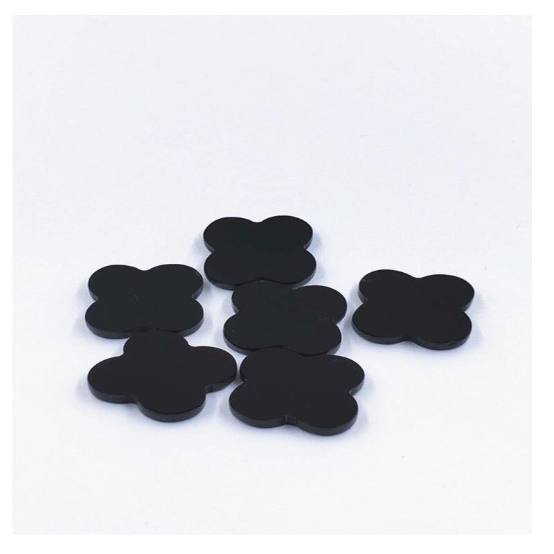 Clover Black Agates Cabochons Stone Flat Cabochon CABs 6mm 8mm 10mm 12mm 16mm 18mm 20mm DIY Jewelry Making accessories 5PCS/lot: black / 14mm