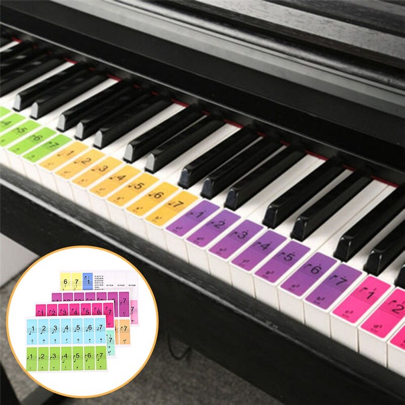 4 Uds. Teclado de Piano de 88 teclas, pegatinas de nombre de Piano, Teclado de Piano de 61 teclas, teclado electrónico, pegatinas de 88 teclas, calcomanía sobre música, etiqueta, nota