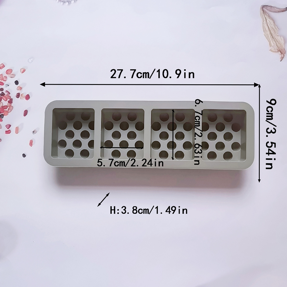 Molde de jabón de masaje con 4 agujeros, moldes cuadrados de silicona para hacer jabón, molde de barra de loción antiadherente hecho a mano, artesanía de aromaterapia DIY