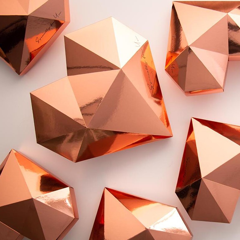 High-End 3d Geschenkdoos Rose Gouden Rood Roze Diamant Hart Vorm Wedding Party Verjaardag Snoep Sieraden Parfum Kartonnen geschenkdoos