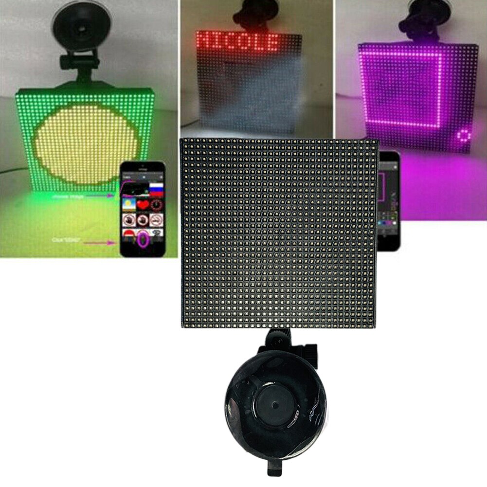 Fuld farve trådløs bluetooth app kontrol bil smiley ansigt førte bil skilt led butik tegn køretøj rgb emoticon display