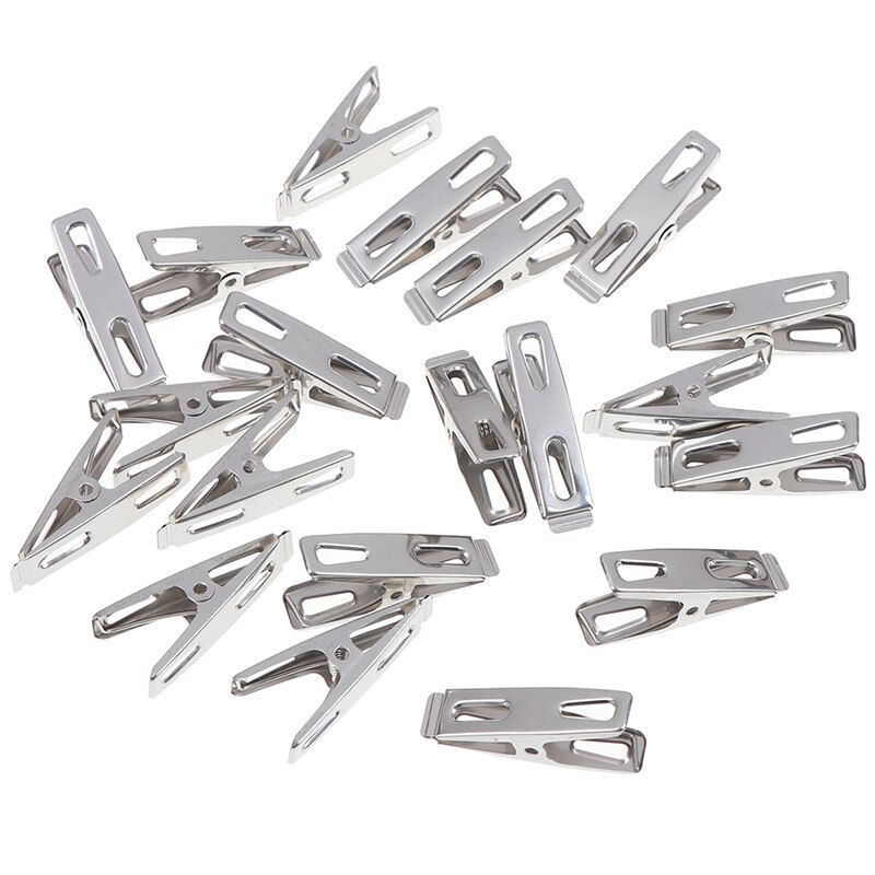 20pcs Stainless Steel Towel Clothes Pegs Clip Hang Pins Laundry Clamps Windproof D3 Hanging Clothes Kitchen Bathroom Organizer