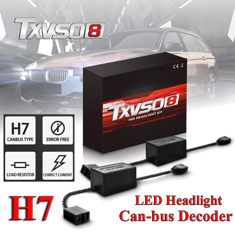 2Pcs Car H7 LED HID Headlight Decoder Canceller Canbus Head Light Error Free Anti Flicker Wiring Harness Adapter 12V: Default Title