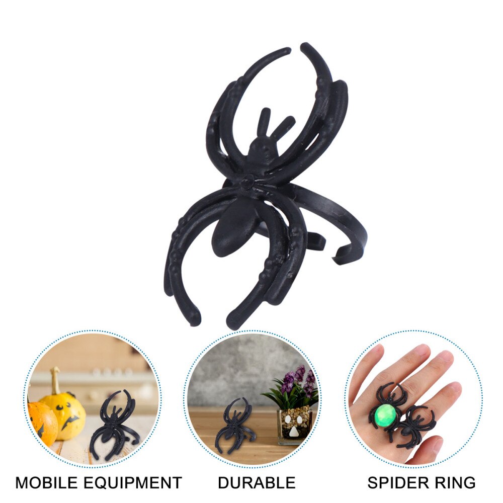 1 Set Van Plastic Halloween Gekleurde Diamond Opening Spider Ring (20Pcs Boor-Gemengde Zak En 20Pcs met Zwarte Tas)