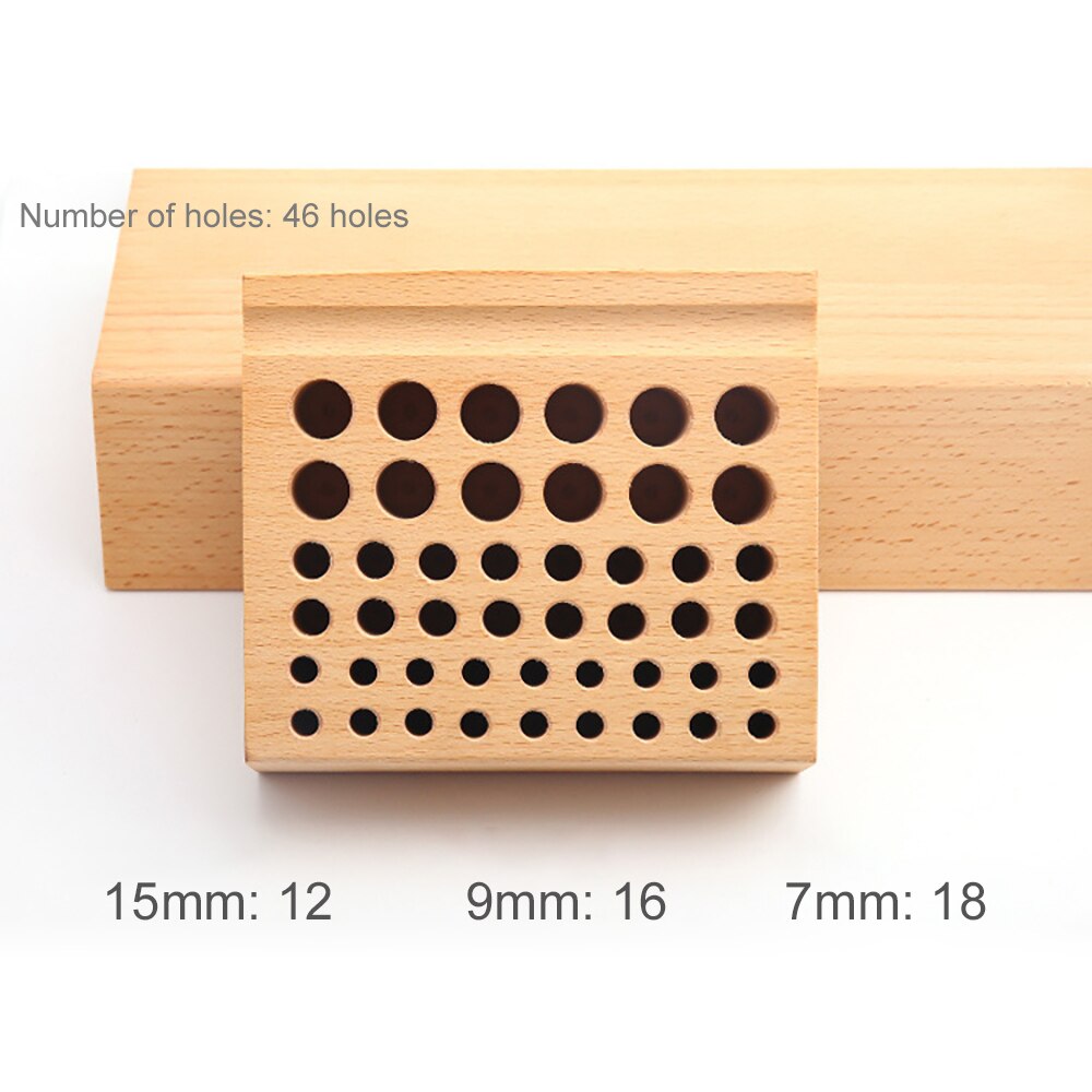 46 Holes Pine Wooden Leathercraft Rack Stand DIY Tamping Punching Tools Holder Organizer Storing Leather Tool Storage Box
