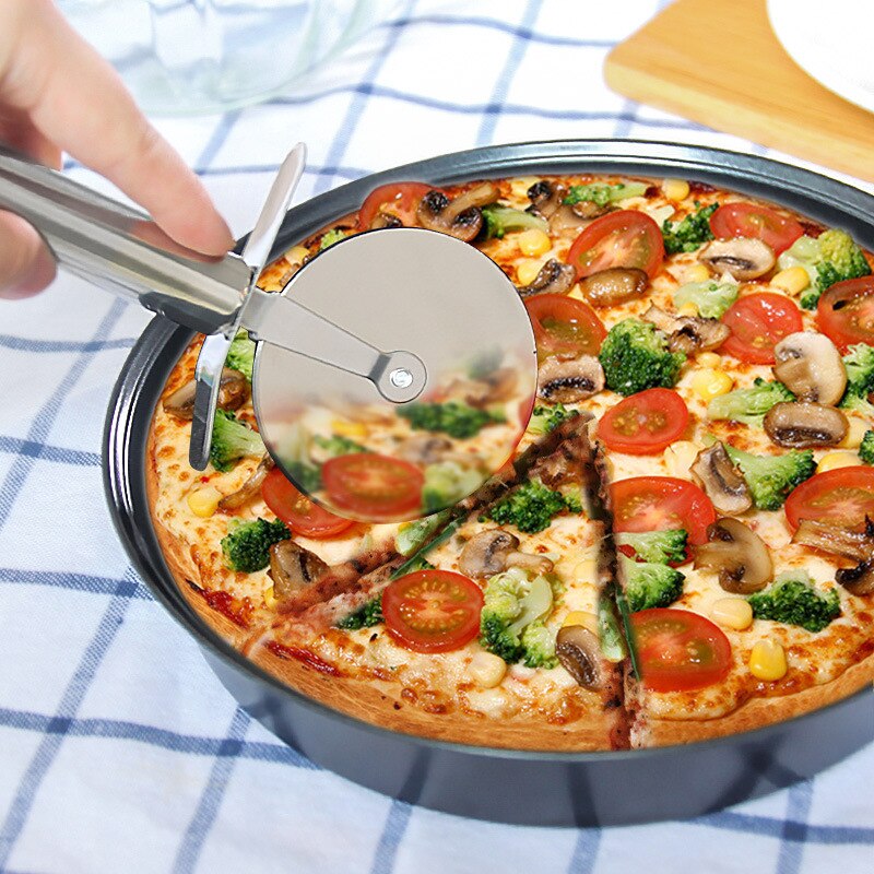 Pizza Koken Gereedschap Pizzasnijder Dubbele Roller Pizza Mes Cutter Gebak Pasta Deeg Crimper Keuken Accessoires