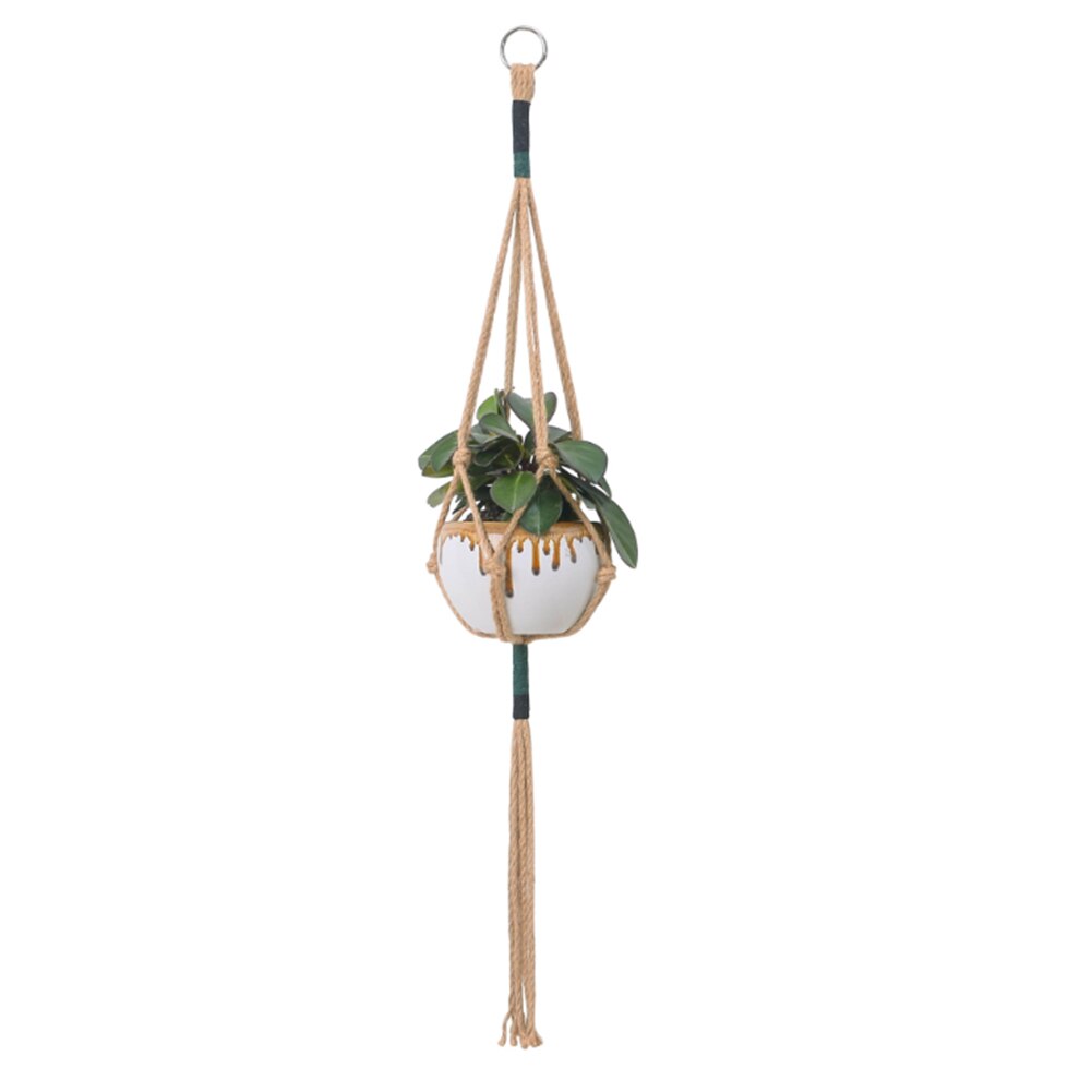 Huishoudelijke tuin handgeweven touwzak, eenvoudige stijl tuinieren natuurlijk henneptouw bloempot groene plant hangend type tuck net: Groente