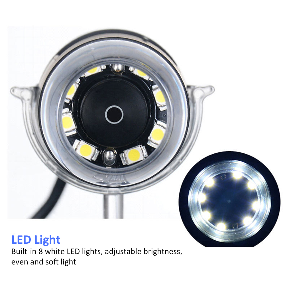 Handheld USB Digital Microscope 500X 1000X 2MP Electronic Endoscope Adjustable 8 LED Magnifier Camera Microscope with Stand