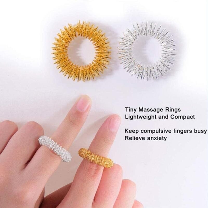 Spiky Sensory Finger Rings Stress Relief Massager Toy Finger Stress Relief Sensory Toys Rings Spiky Anxiety Finger G3B7