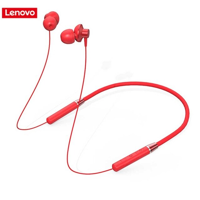 Original Lenovo HE05 Bluetooth 5.0 Neckband Wireless headphones Stereo Sports Magnetic Headphones Sports Running IPX5 Waterproof: HE05 Red