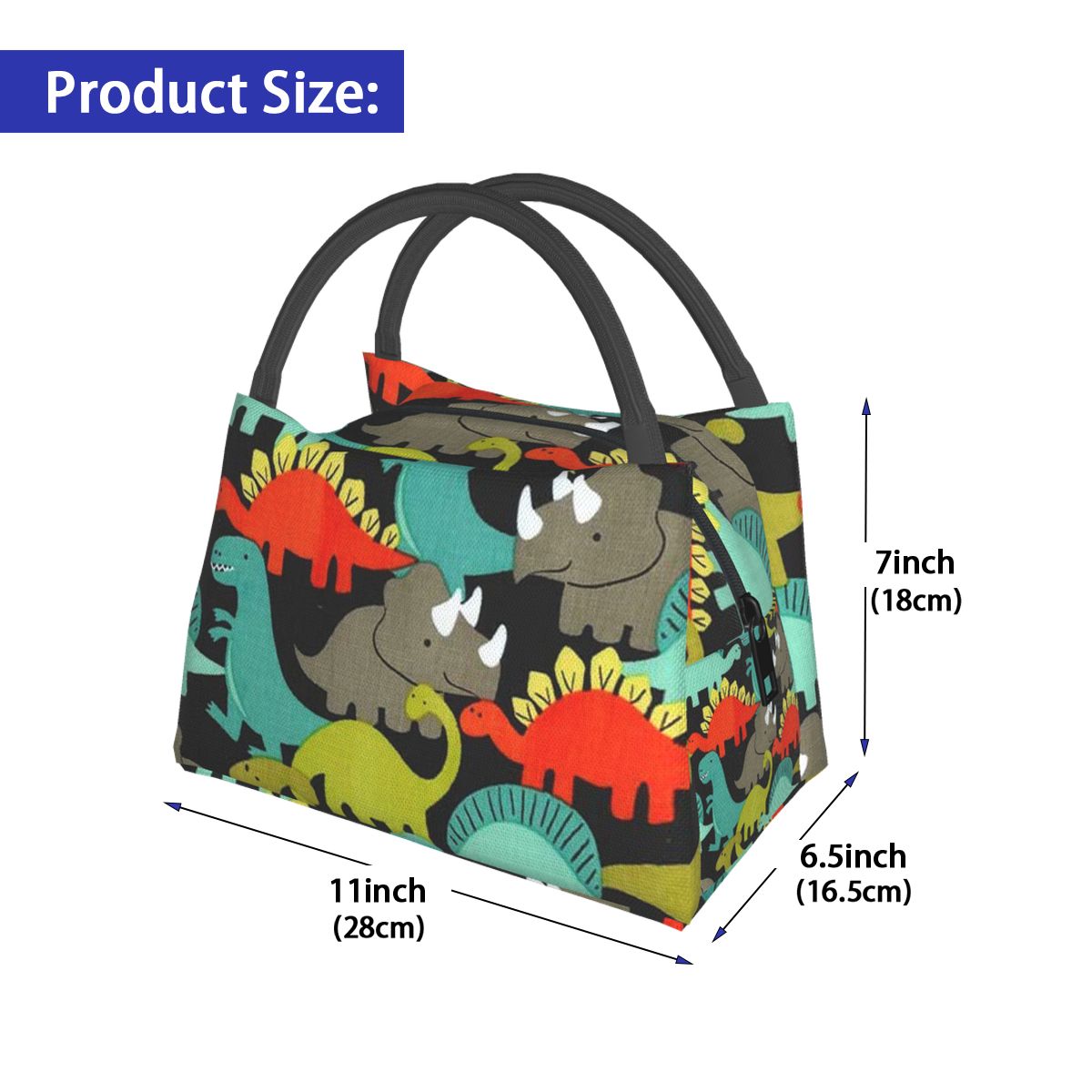 Cartoon Dinosaurus Patroon Cooler Lunchbox Draagbare Geïsoleerde Canvas Lunch Tas Thermische Voedsel Picknick Lunch Tassen Voor Vrouwen Kids