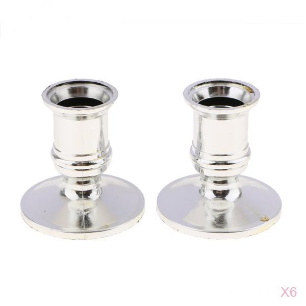 12pcs Plastic Candle Holder Pillar Candle Stick Wedding Event Candelabra Silver
