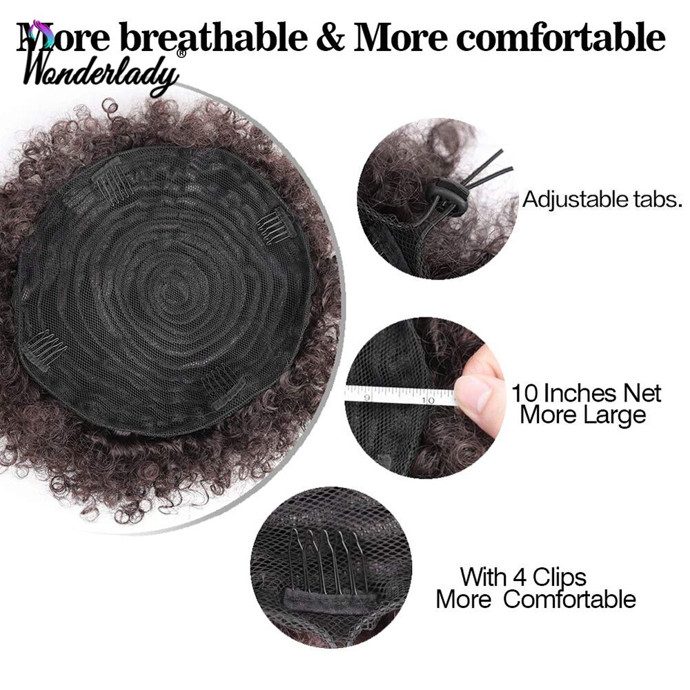 WonderLady Updo Buns Chignon Synthetic Curly Hair 10" Large Short High Puff Afro Kinky Ponytail Drawstring Hairpiece For Women