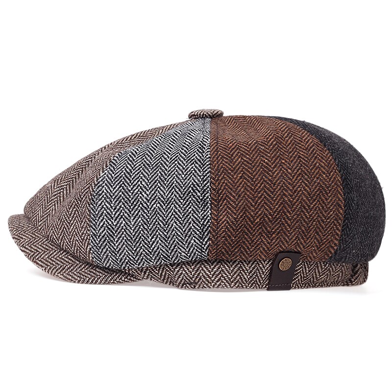 Retro Herringbone Newsboy Caps Men newsboy hat Stitching berets Cap Autumn Winter Men Vintage Painter Octagonal Hats gorras