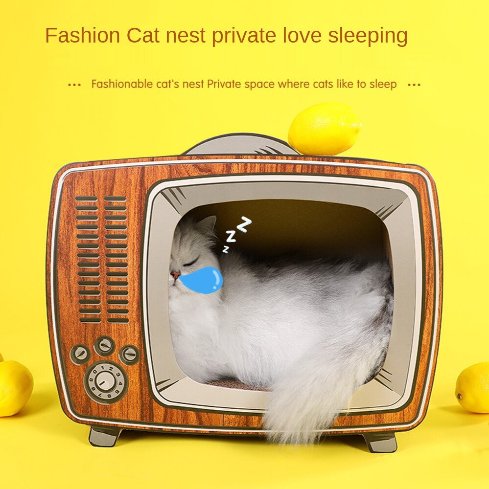 Radio/TV Cat Scratch Board Cats Beds And Houses Cat's House Cat Scratcher Scraper House For Cats Nail Scratcher Pet Toys Cat Bed
