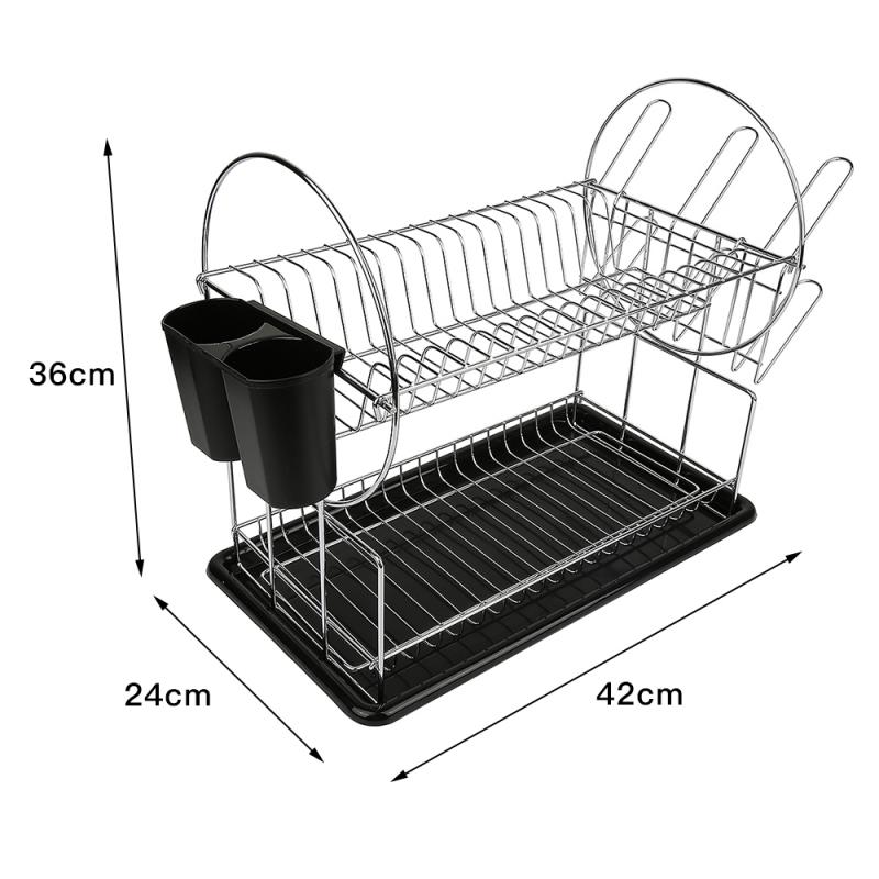 Dish Drying Rack Storage Holder Basket Plated Stainless Steel Washing Holder Kitchen Sink Dish Drainer Drying Organizer Shelf: 02