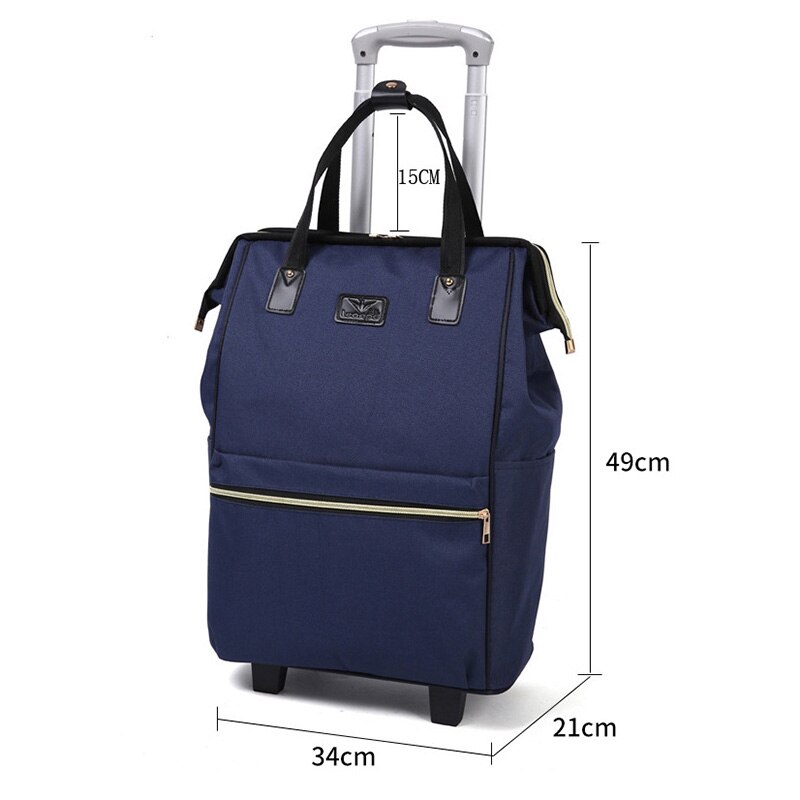 Women Large Capacity Travel Shoulder Tote Bag Spinner Multifunction Rolling Luggage Soft Oxford Lightweight Trolley Bag XA588F