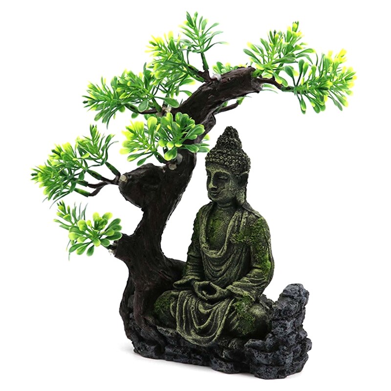 Ancient Buddhism Statue in Zen Fish Tank Landscaping Ornament Simulation Crafts Aquarium Decorations Fish Hiding Place Decor C42