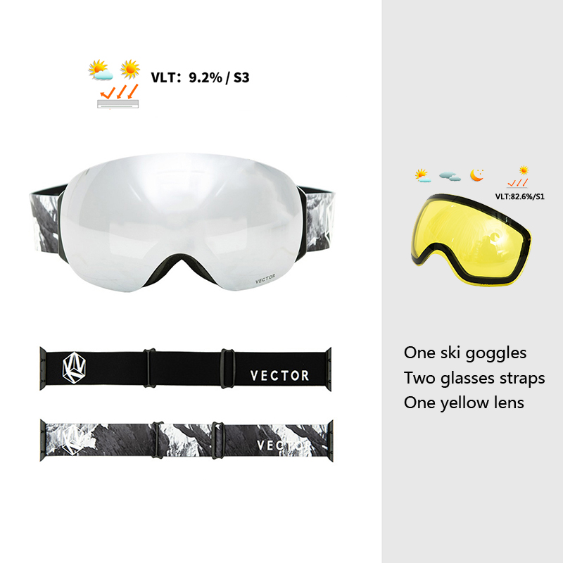 Utbytbar rem otg ski snowboard glasögon kvinnor män skidglasögon mask  uv400 snöskyddsglasögon vuxen sfärisk: Glasögon och lins
