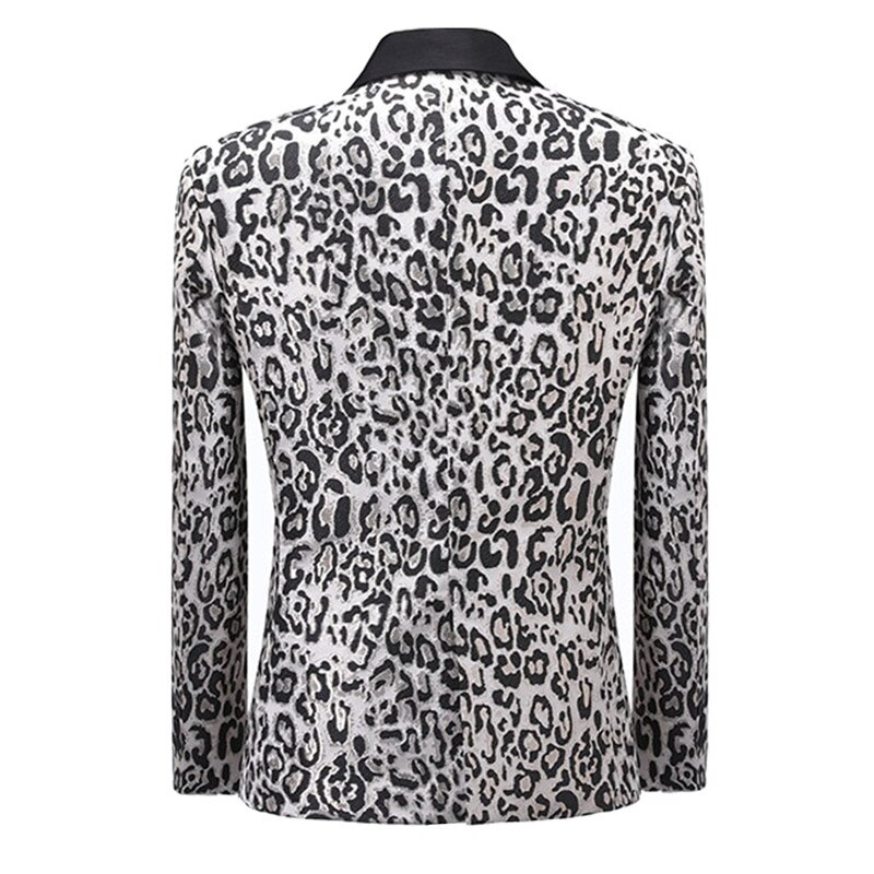 YUNCLOS Luipaard Print Single-breasted Mannen Pak Jas Casual Zanger Stadia Party Blazer Men Suits Verkoop Mannen Pak jas