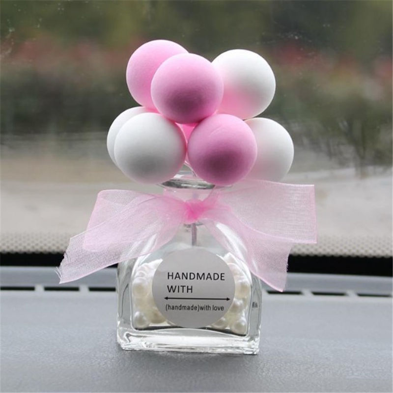 Bonito criativo colorido balão adorável mini decoração do carro interior do carro ar perfume garrafa de cristal painel ornamento nova chegada