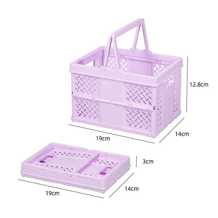 Desktop Portable Folding Storage Basket Organizer Mini Makeup Storage Box Multifunctional Snack Supermarket Shopping Basket: Yellow