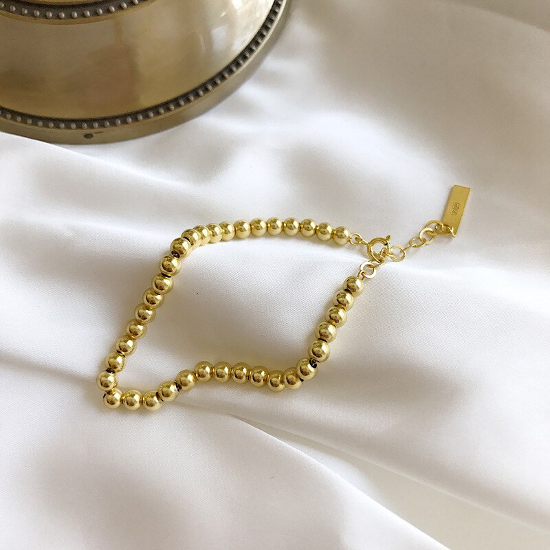 Silvology guldfarve runde perle armbånd 925 sterling sølv armbånd til kvinder 925 festival smykker: Default Title