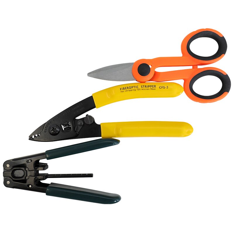 3 packs Fiber Optic Tool Kit Kevlar Scissors Double Hole Pliers Stripper and Fiber Optic Stripper CFS-3