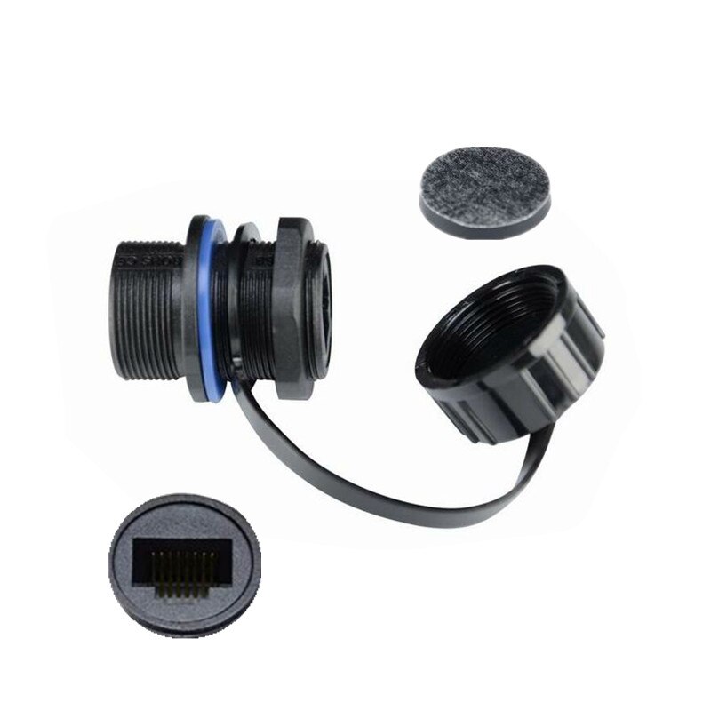 Ethernet LAN Black IP68 Protection M20 Stuffing Locknut Plastic AP Outdoor RJ45 Waterproof Gland Connector